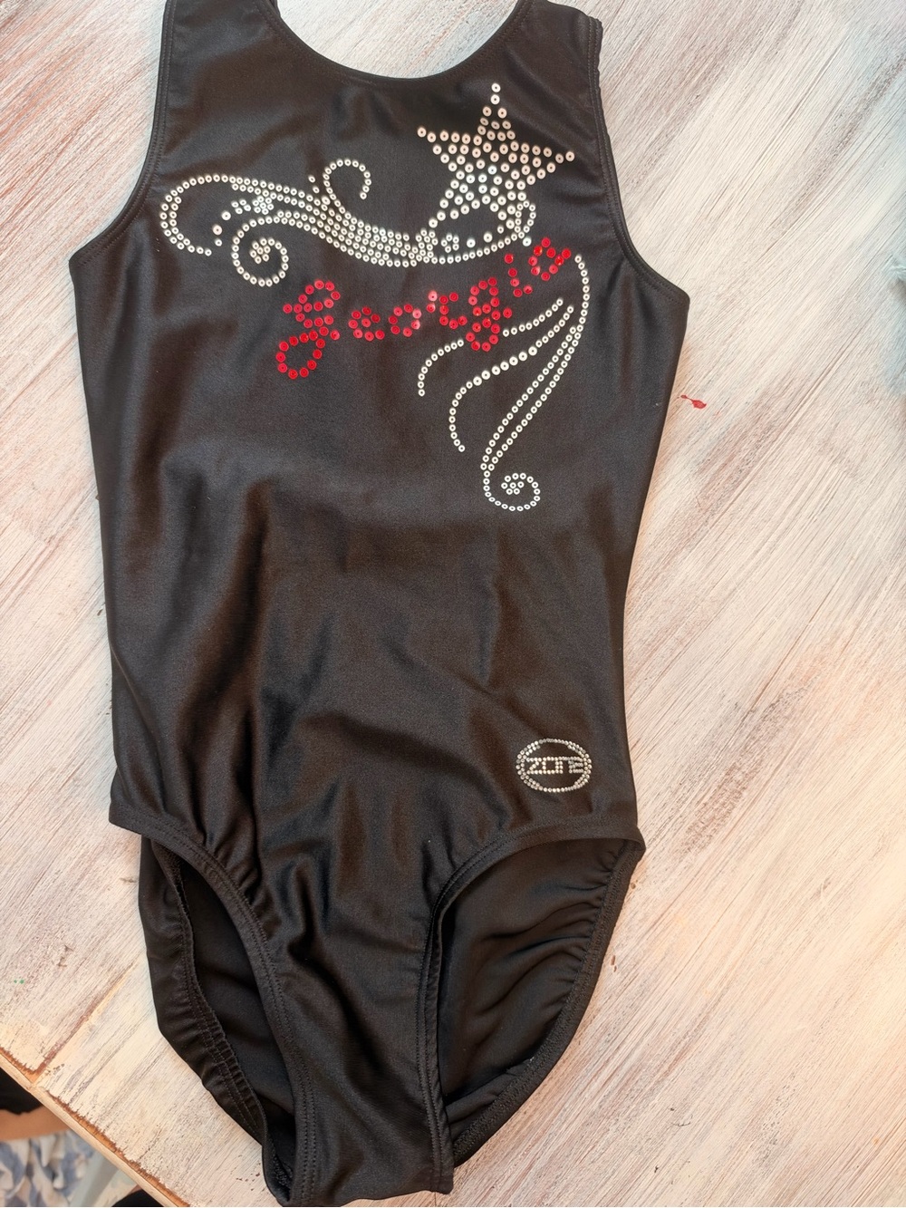 Ozone Georgia Black Red Silver Gymnastics Leotard Adult XS
